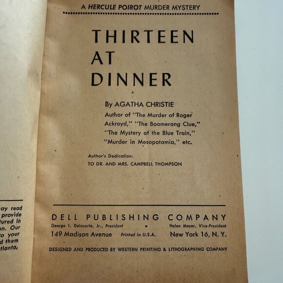 13 At Dinner By Agatha Christie Vintage Dell Mapback Mystery Paperback - Picture 3 of 3
